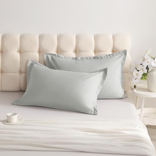 NTBAY King Pillow Shams, Set of 2, Microfiber, Light Grey - Image 3