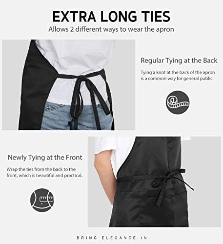 Syntus 12 Pack Apron with 2 Pockets Aprons for Men Women, Polyester, Black - Image 5