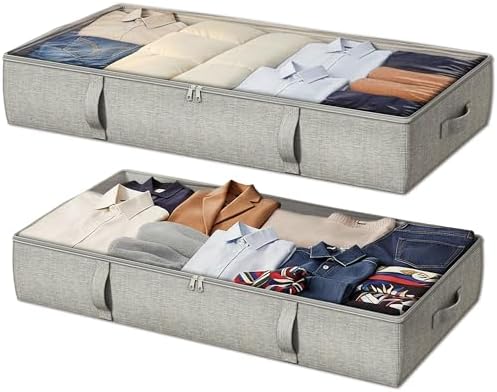 2-Pack Under Bed Storage Containers, 6 Inches Tall Clothes Storage, Grey by Makestorageclosetolife