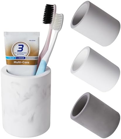 Drying Stone Toothbrush Holder, Diatomite Toothbrush Holders for Bathroom Counter, Quick Drying Electric Toothbrush and Toothpaste Holder Bathroom Organizer, Marble White by Amviner