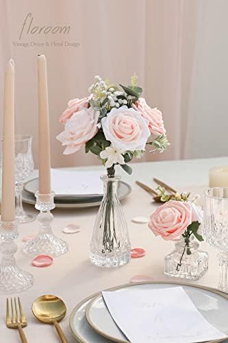 Floroom Artificial Flowers 50pcs Real Looking Blush Shades Foam Fake Roses with Stems for DIY Wedding Bouquets Bridal Shower Pink Centerpieces Floral Arrangements Party Tables Home Decorations - Image 2