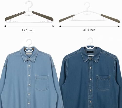 6-Pack Heavy Duty Plastic Extra-Wide Arm 15"-23" Suits Clothes Hangers with Swivel Hooks,Perfect for Coat,Jacket,Dress,Shirt,Trousers or Closet Space Saving,Grey&White - Image 5
