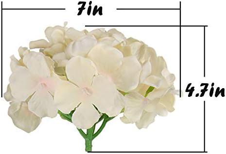 Silk Hydrangea Heads Artificial Flowers Heads with Stems for Home Wedding Decor,Pack of 10 (Champagne) - Image 4