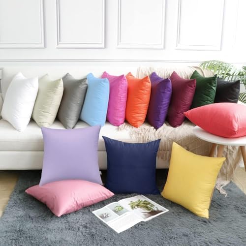 Thmyo 4-Pack 100% Cotton Solid Decorative Throw Pillow Case 18x18 Dark Blue - Image 4