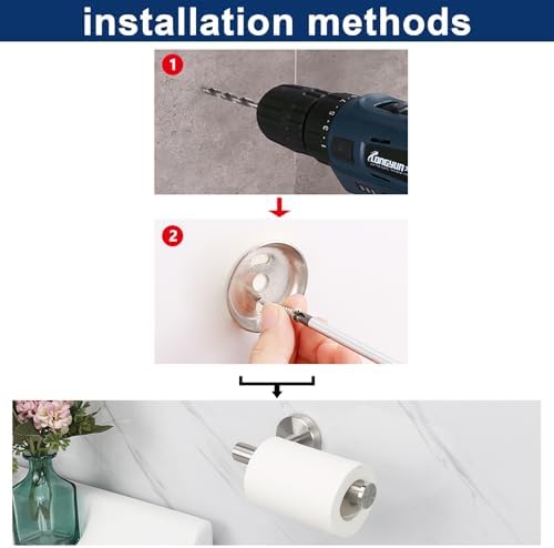 NearMoon Bathroom Toilet Paper Holder, Premium SUS304 Stainless Steel Rustproof Wall Mounted Toilet Roll Holder for Bathroom, Kitchen (2 Pack, Brushed Nickel) - Image 6