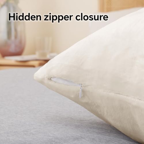 BEDELITE Flannel King Size Pillow Cases Set of 2, Off White, 20x36 Inches - Image 6