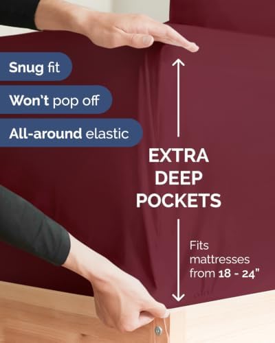 CGK Extra Deep Flex Top Split Head King Fitted Sheet Only - Burgundy - Image 2