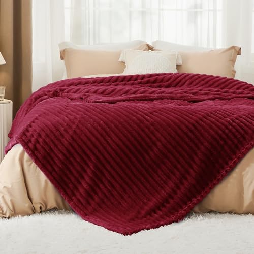 Bedsure Soft Cal Size Blanket for Bed Deep Red 102"x96" - Image 6