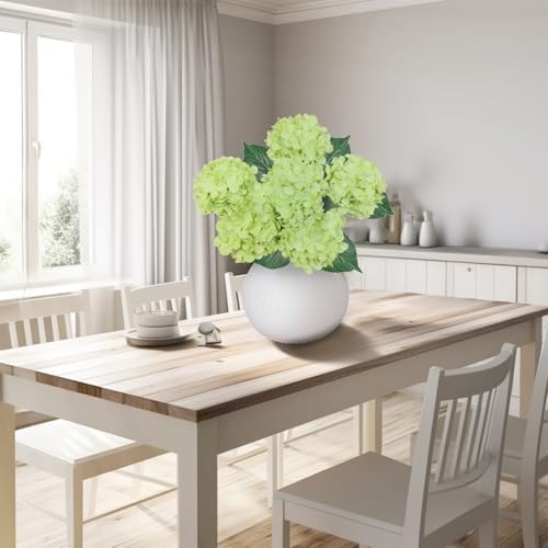 6PCS Green Hydrangea Artificial Flowers, Silk Fake Faux Hydrangea - Image 4