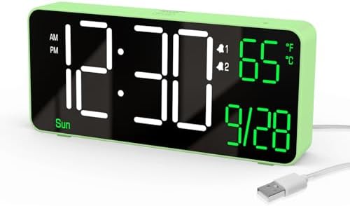 KOSUMOSU Digital Clock for Bedroom, 6.7in Desk Clock, Auto Dimming, Room Temperature, Day of The Week, Date, Seconds, Clocks for Living Room, Alarm Clocks for Bedrooms by KOSUMOSUTECHNOLOGY