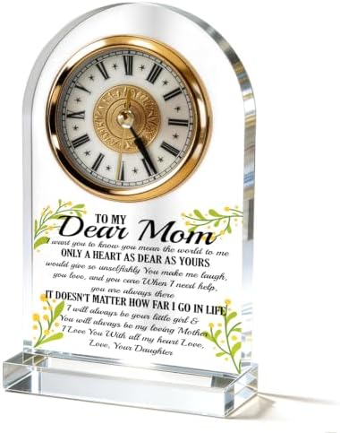 WKYAER Acrylic Clock for Mom, Sentimental Keepsake with Love Message, Beautiful Timepiece, Heartwarming Gift for Birthday or Mother’s Day, Family Appreciation, 4.3 x 7.8 in by WKYAER