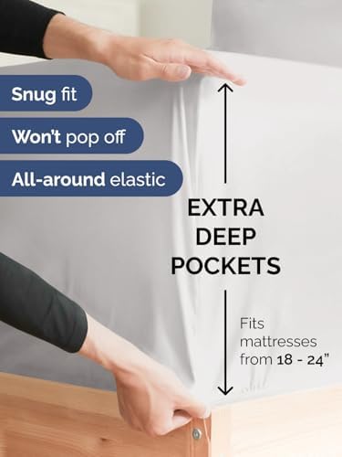 CGK Extra Deep King Single Fitted Sheet Only - French Grey - Image 2