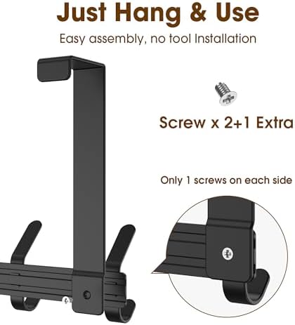 Over The Door Hooks Hanger with 7" Arms for Hanging Heavy Coats, Towel, J7U, Perfectly Fits US Standard 1 3/8-inch Doors, Towel Rack Bathroom Organizer Holder, Rustproof, Matte Black - Image 5