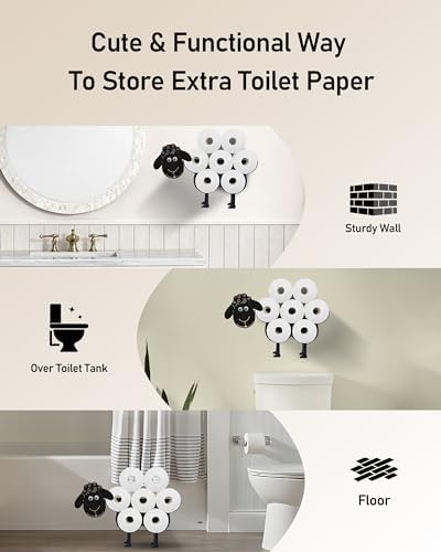 Sheep Toilet Paper Holder, Standing & Wall Mount Toilet Paper Storage - Image 5