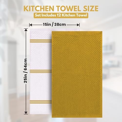Infinitee Xclusives Kitchen Towels -12 Pack - Cotton Dish Towel |15" x 25"| - Image 4