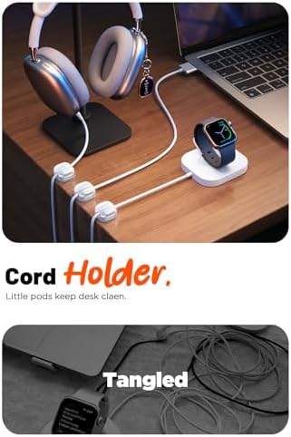 Cable Clips,8 Pack Cord Holder Cord Organizer [1s Lock & Strongest Adhesive] Spring Cord Clips Phone Charger Wire Desk Cable Management Nightstand Home Office School Decor Women Desk Accessories White - Image 2
