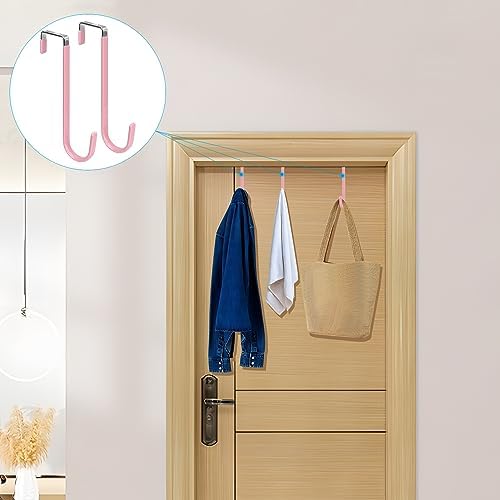 FYY Over the Door Hooks, Single-Hanger 4 Pack, Fits Doors 1.6" Pink - Image 6