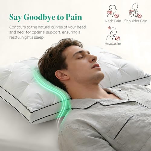Goose Feather Down Bed Pillow King 1 Pack with Gusseted Design - Image 3