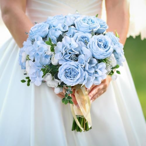 2 Packs Peonies Artificial Flowers, Blue Silk Flowers Artificial Peonies - Image 5