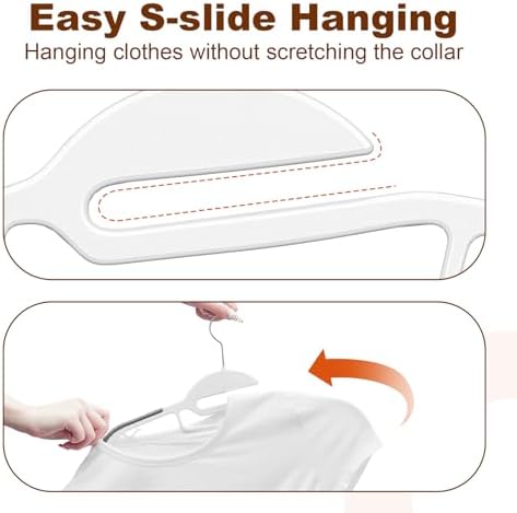 HOUSE DAY Slim Plastic Hangers with Non Slip Rubber Pads, 50 Pack, White - Image 4