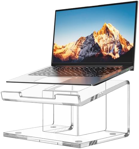 FUCDTEFC Acrylic Laptop Stand for Desk, Laptop Riser for 10-15.6 Inch Laptops, Ergonomic Computer Stand Holder Compatible with Macbooks and Notebooks- Clear by FUCDTEFC
