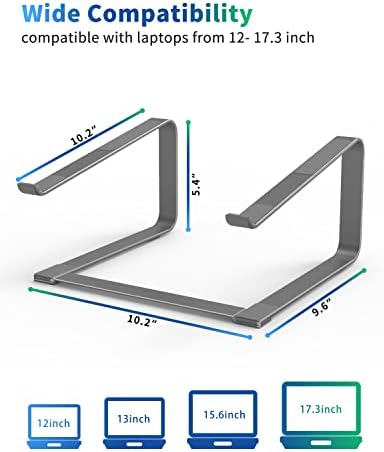 SOUNDANCE Laptop Stand for Desk, Metal Riser, Fits 12-17.3 Inch,Grey - Image 2