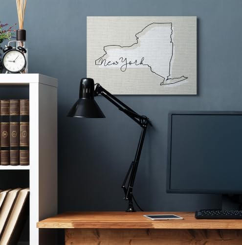 'New York Home State Map Neutral Print Design'| Canvas Art - Image 2