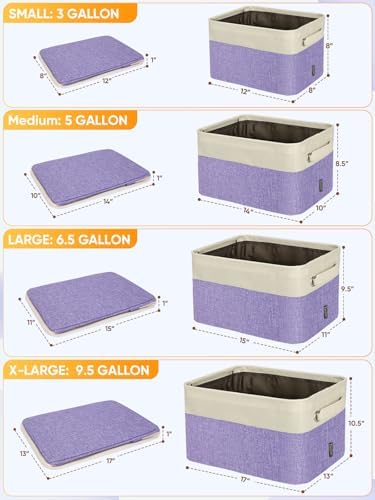 BALEINE 2 Pack Fabric Closet Storage Bins for Shelves, Linen Closet Organizers and Storage, Decorative Baskets for Organizing, Shelf, Clothes, Home, Office (Lavender, 12"x8"x8") - Image 2