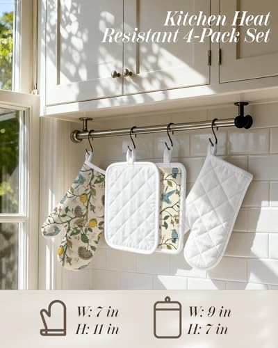 Miss Adola Cotton Oven Mitts and Pot Holders Sets, Lemon Songbird - Image 4