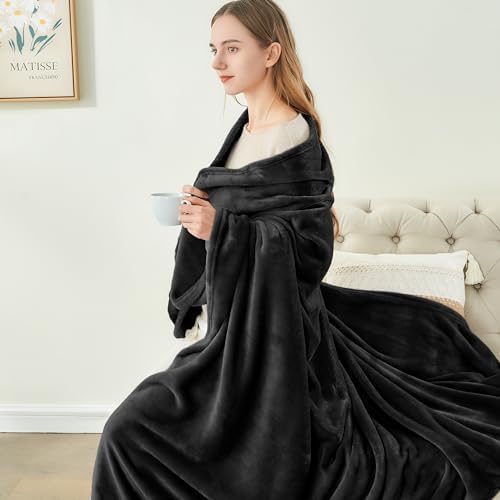 BEDELITE Fleece Blanket Soft Plush Twin Size Blanket Black 60"x80" - Image 4
