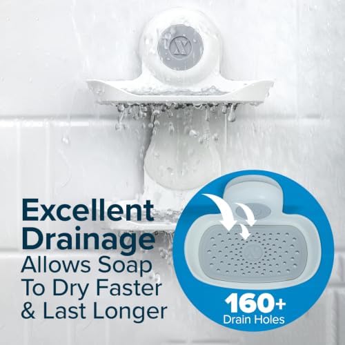 SlipX Solutions Strong Hold Suction Cup Double Tray Soap Dish for Shower - Image 4