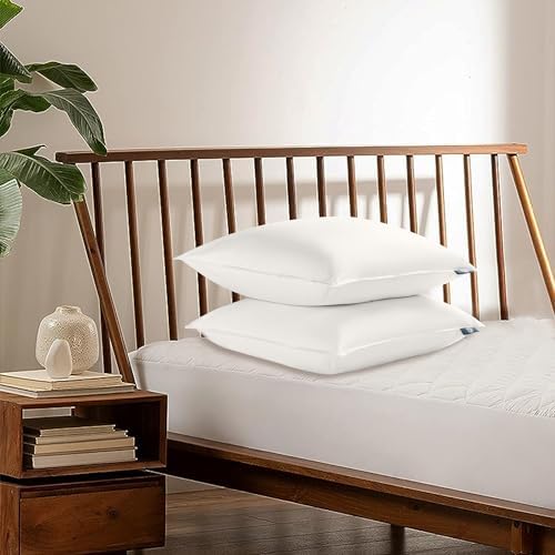 Serta 233 Thread Count White Goose Feather Down Fiber Pillows Medium Firm King Size Pillows Set of 2 Pack 100% Cotton Hotel Collection Bed Pillow for Side Sleeper - Image 2