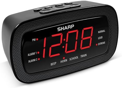 Sharp Shockwave 105dB Super Loud Alarm Clock for Heavy Sleepers, Dual Alarm by SHARP