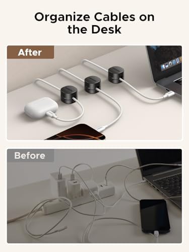 UGREEN Cable Organizer Clips, Adhesive Cable Management - 6-Pack Strong Magnetic Cord Holder for Desk to Keep Phone Charging Cables, Computer Cords, and Various Cord Organized for Nightstand, Black - Image 5