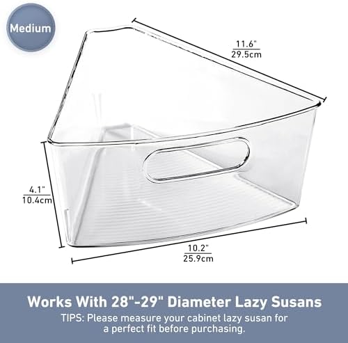 Leeden Lazy Susan Cabinet Organizer, 1/8 Wedge Bins for 28in, 6 Pack - Image 2