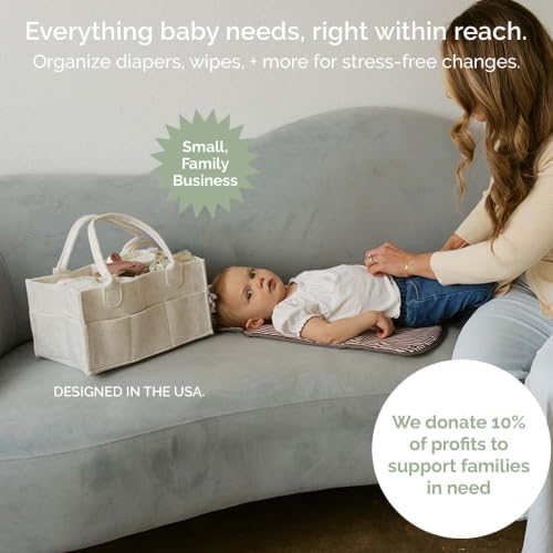 Parker Baby Co. Felt Diaper Caddy Organizer - Large, White - Image 2