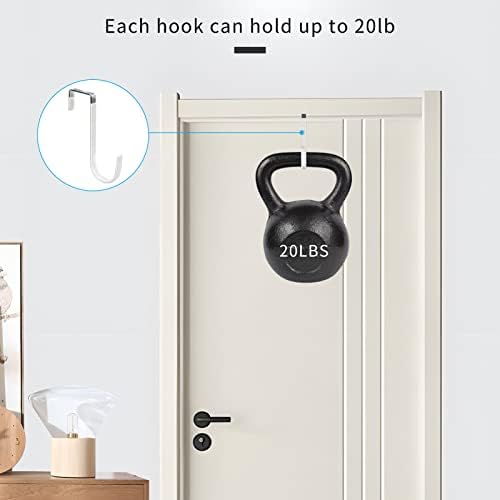 FYY Over the Door Hooks, Single-Hanger 4 Pack, Fits Doors 1 3/8" White - Image 4