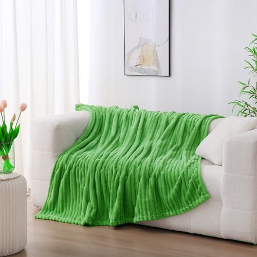 Bright Green Fleece Throw Blanket 60”×80” for Couch Sofa Livingroom - Image 2