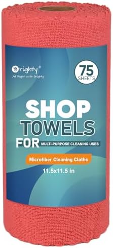 Orighty Microfiber Cleaning Cloths, 75 Sheets Shop Towels, Reusable Paper Towels Shop Rags, Washable Microfiber Towel Roll Cleaning Rags for Cars, House, Kitchen, 11.5’’ x 11.5’’, Red by AllRightinOrighty