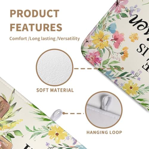 Easter He Is Risen Bunny Dish Drying Mat for Kitchen Counter Spring Easter Cross Floral Eggs Drying Pad 18x24 In Microfiber Absorbent Holiday Dishes Drainer for Kitchen Counter Tableware - Image 3