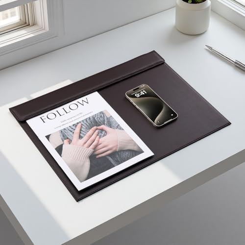 KINGFOM 18''x14'' Large Rectangle A3 Desk Writing & Drawing Desk Pad &Board Table Protector Mat with Paper Clip on Top Brown - Image 4