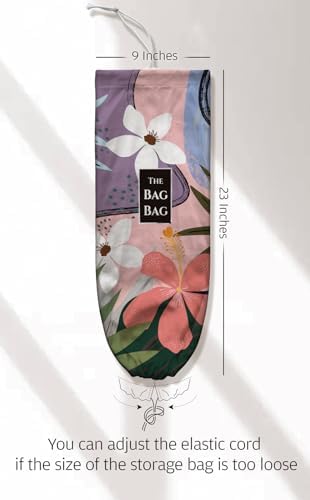 Grocery Bag Holder Abstract Flower Plastic Bag Holder Organizer Storage for Kitchen 23" x 9" - Image 6