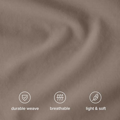 Bare Home 100% Organic Cotton Percale Fitted Sheet (Twin XL, Taupe) - Image 5