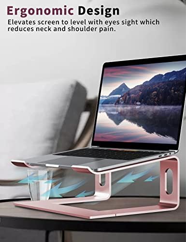 ALASHI Ergonomic Laptop Stand, Aluminum Desk Riser, 10-15.6", Pink - Image 5