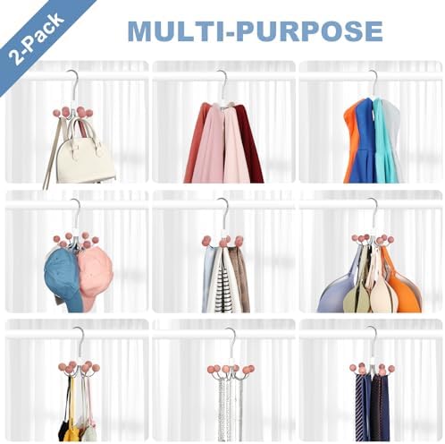 TOPIA HANGER Hoodie Hangers 2-Pack with 6 Cedar Balls, 360°Swivel Purse Hanger, Scarf Hanger, Closet Hooks, Handbag Organizer, Bra Hanger, Accessory Organizers for Scarf, Tanktop, Hat, Hoodie CT43C - Image 4