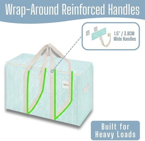 VENO 8 Pack Heavy Duty Moving Bags, Extra Large Storage Bags with Reinforced Handles & Strong Zippers, Foldable & Reusable Moving Box Alternative for Clothes & Dorm Storage - Image 2