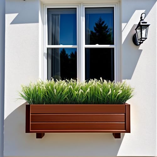 Ammyoo Artificial Faux Plants Flowers for Outdoor Decorations, Fake Monkey Grass for Outside Porch Patio, No Fade Realistic Greenery Plant, UV Resistant Artificial Shrubs for Courtyard Window Garden - Image 4
