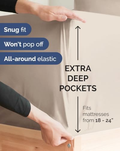 CGK Linens 2 Pack Extra Deep Full Fitted Sheets - Wheat - Image 2