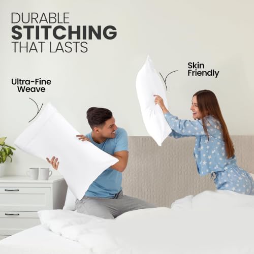 Pillow Covers Queen Size Set of 6, Soft and Comfy Pillow Cases, White - Image 4