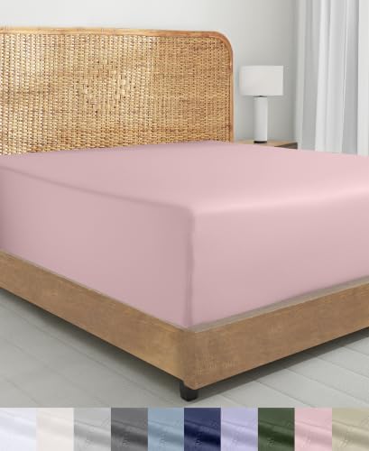 California Design Den Organic Cotton King Fitted Sheet Deep Pocket, Pink by CaliforniaDesignDen